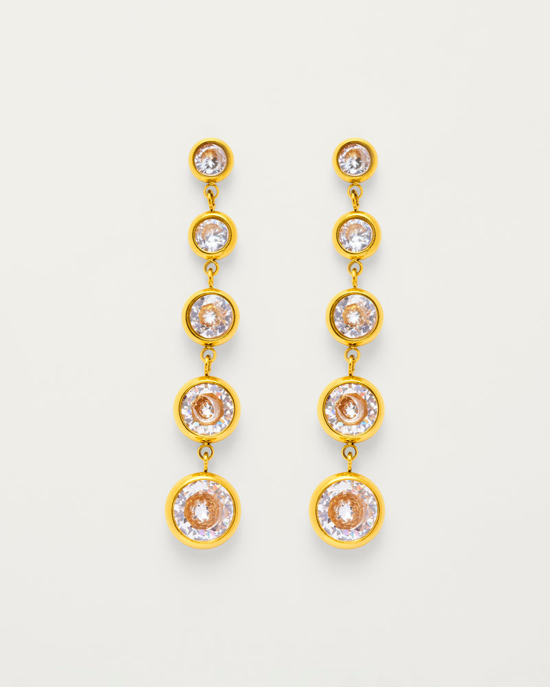 Gold Crystal Bezel Drop Earrings