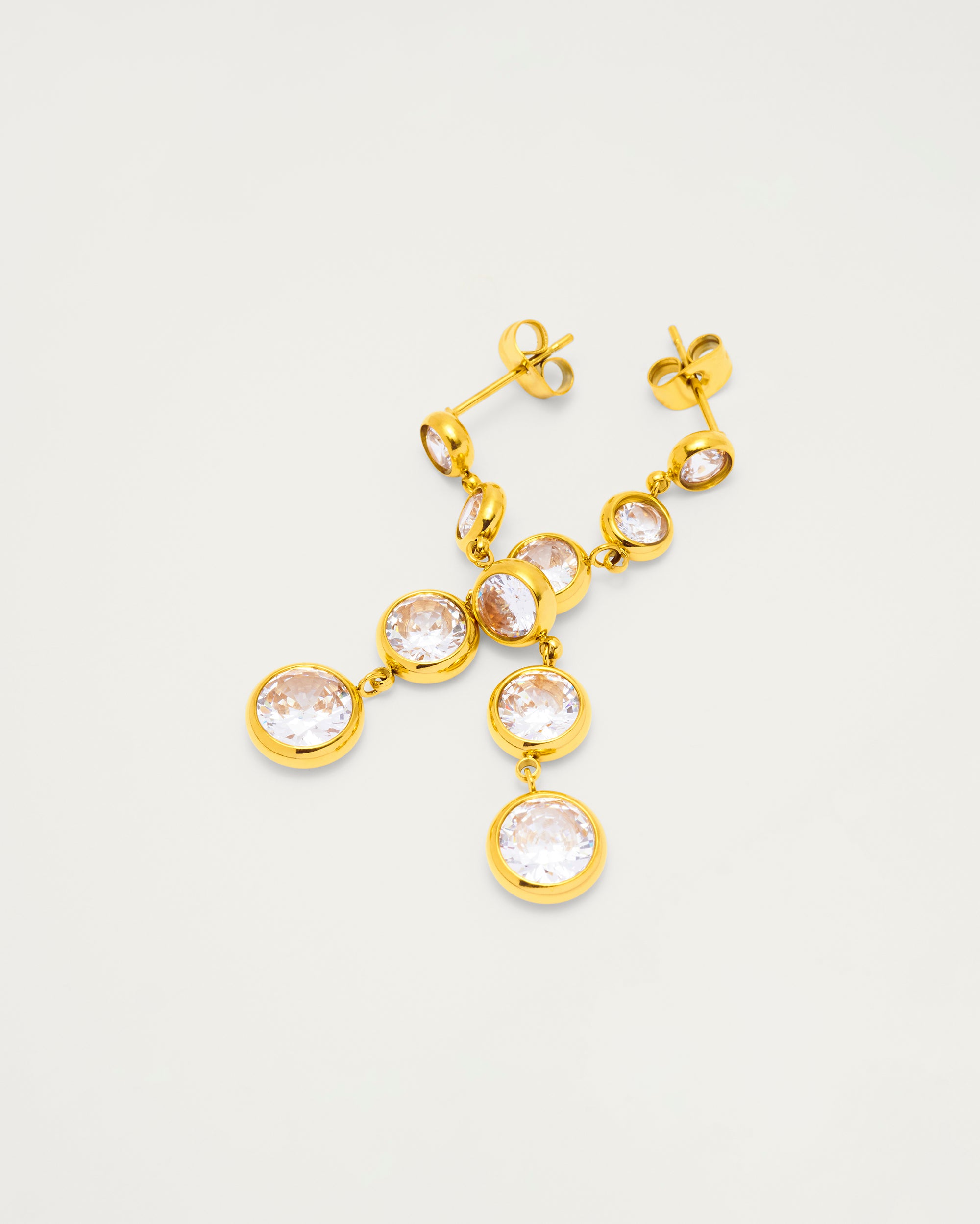 Gold Crystal Bezel Drop Earrings