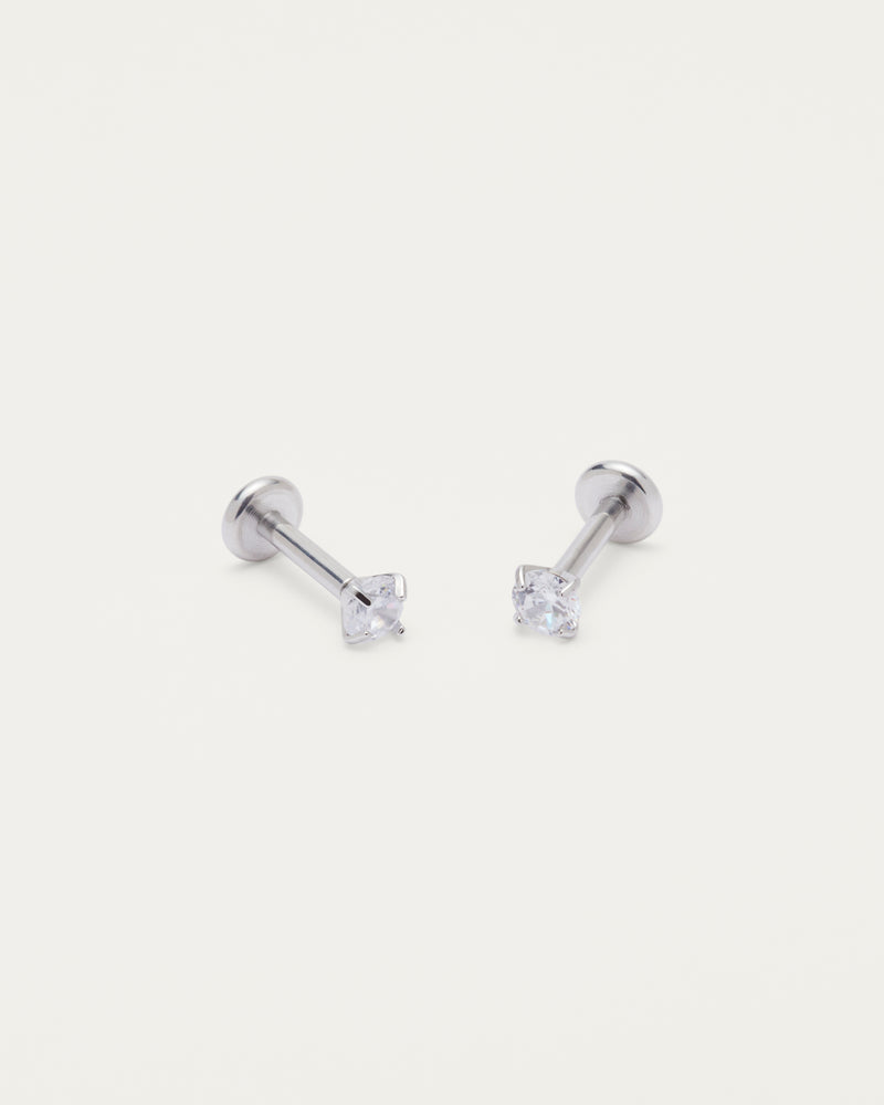 Silver Classic Crystal Stud Earrings
