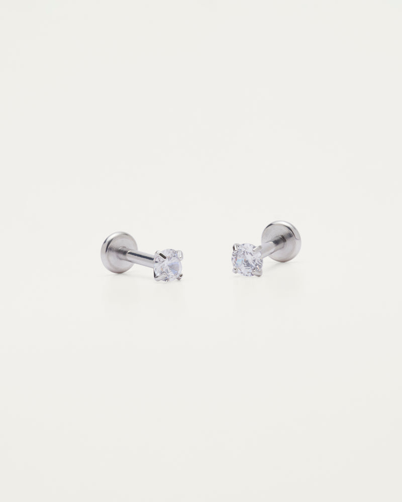 Silver Classic Crystal Stud Earrings
