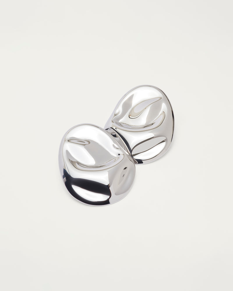 Silver Molten Statement Stud Earrings