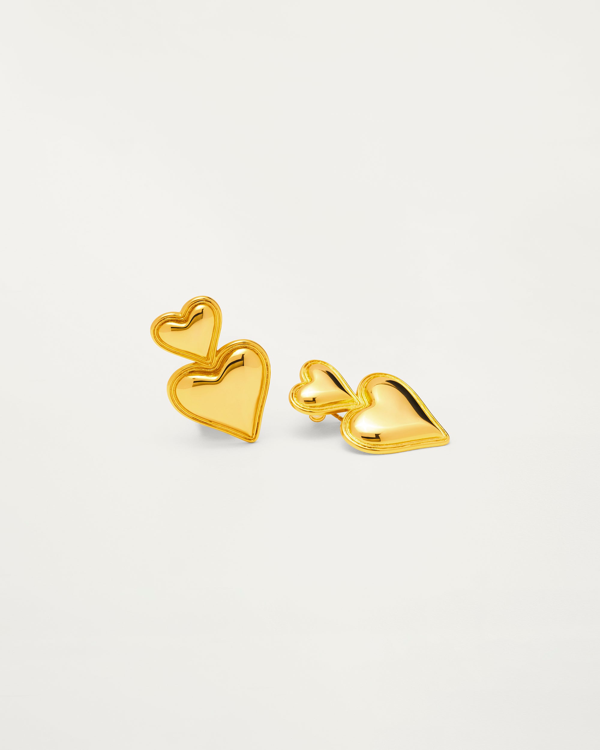 Gold Double Heart Statement Earrings