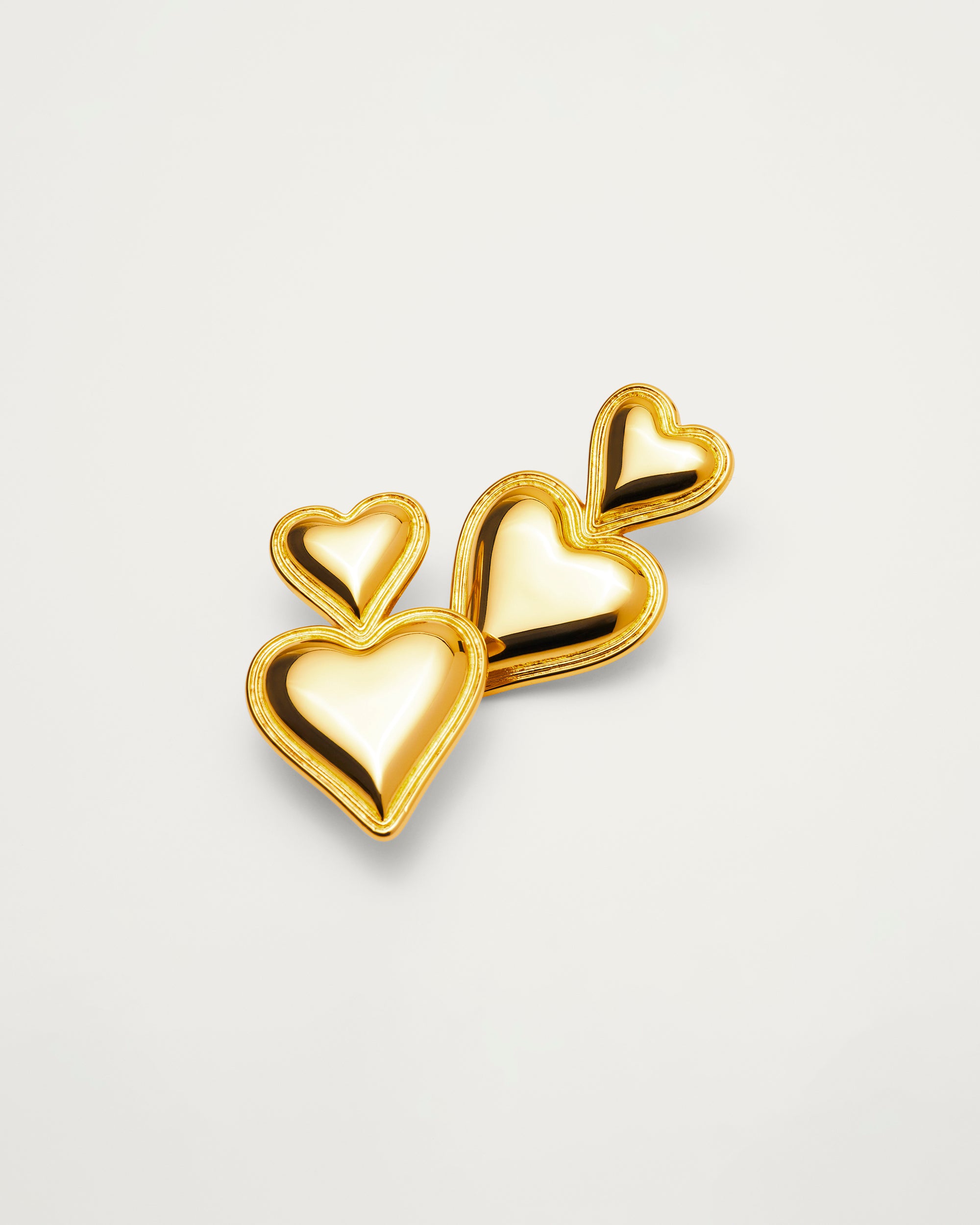 Gold Double Heart Statement Earrings