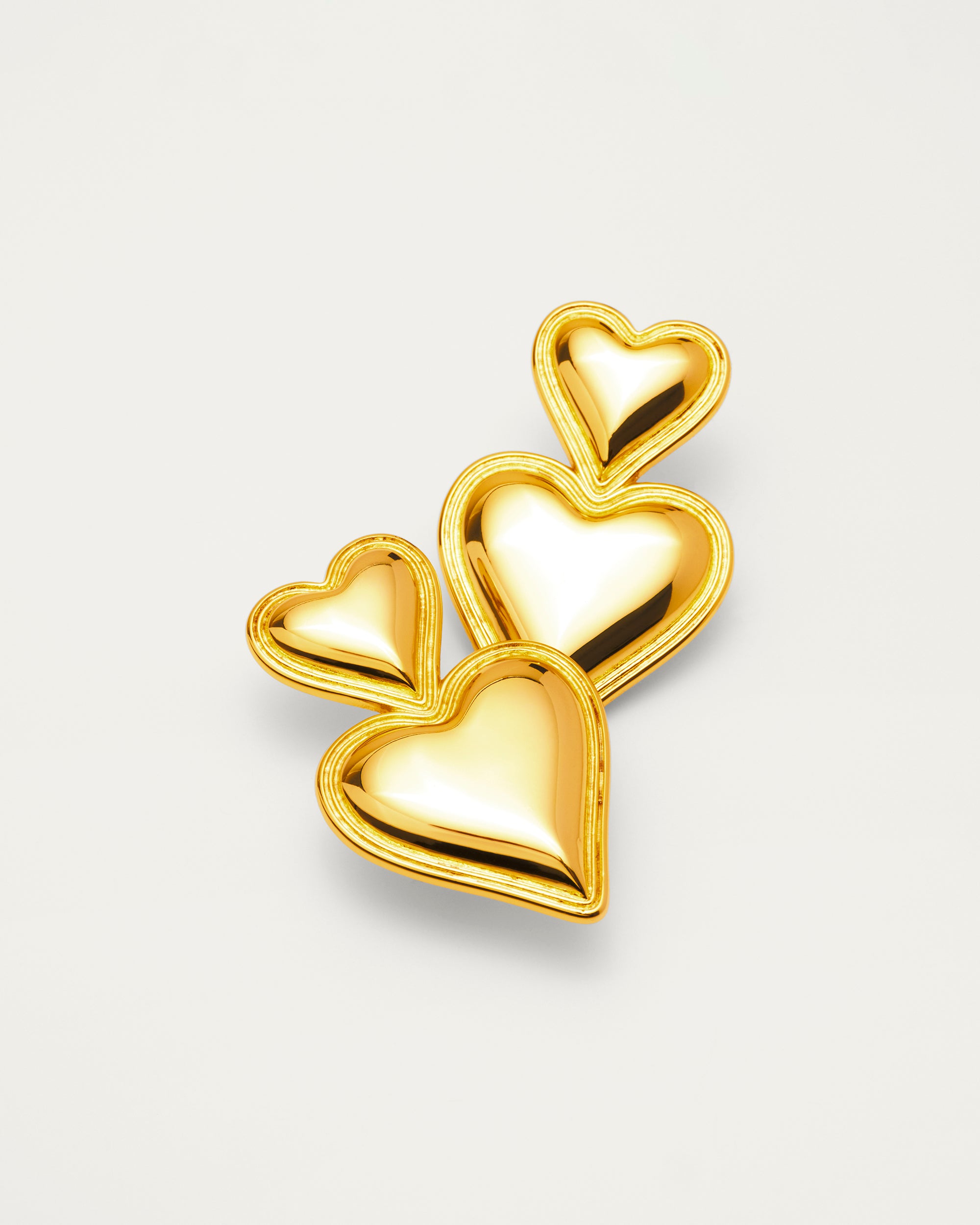 Gold Double Heart Statement Earrings