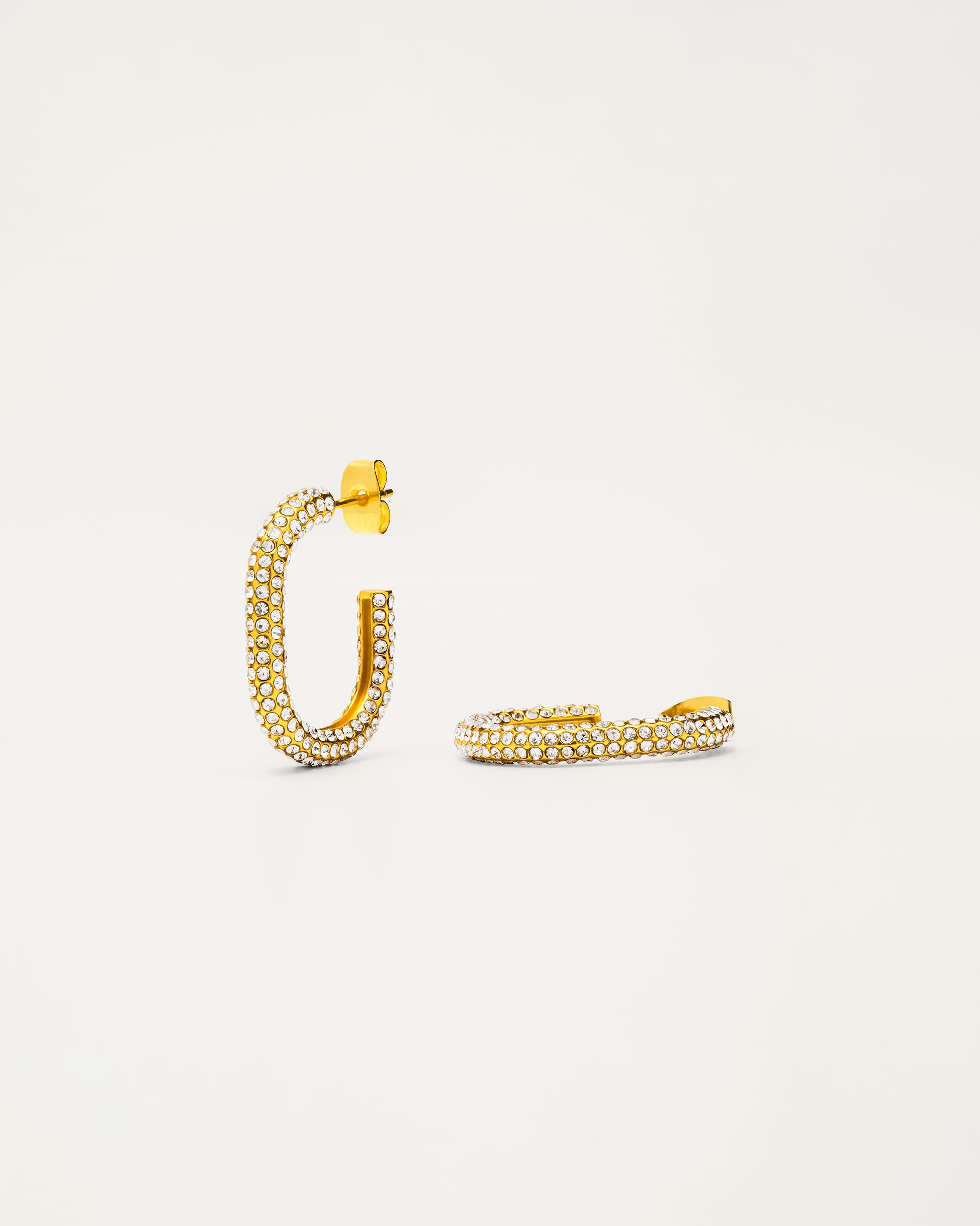 Gold Pavé Crystal Hoop Earrings