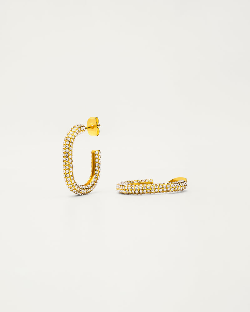 Gold Pavé Crystal Hoop Earrings