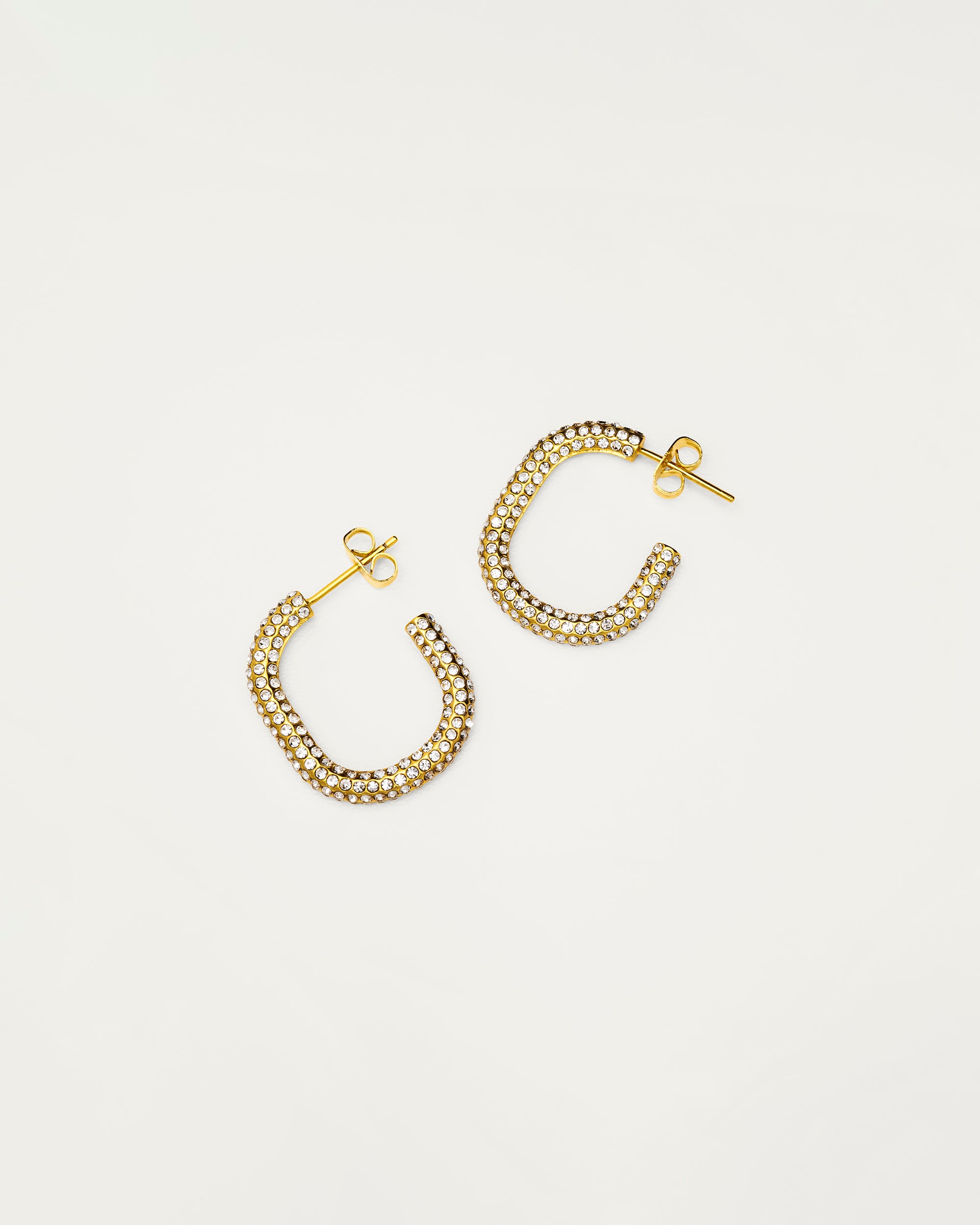 Gold Pavé Crystal Hoop Earrings