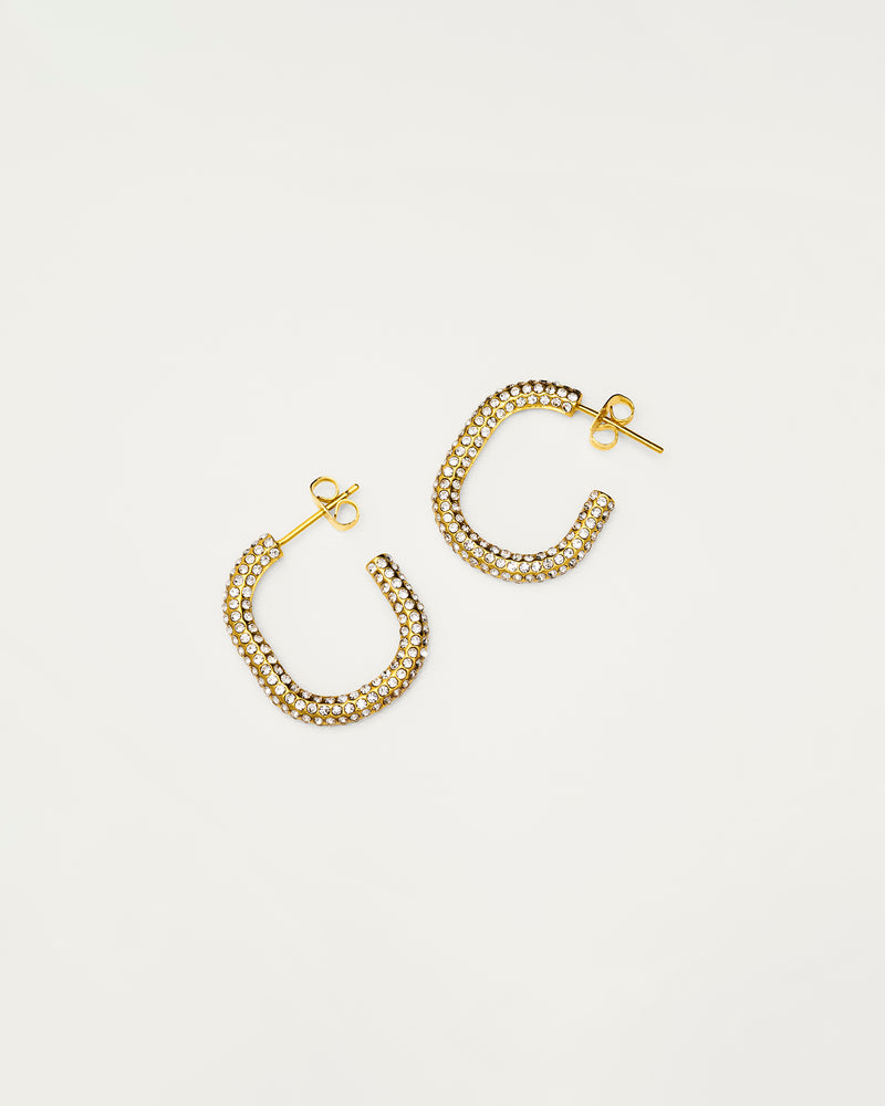 Gold Pavé Crystal Hoop Earrings