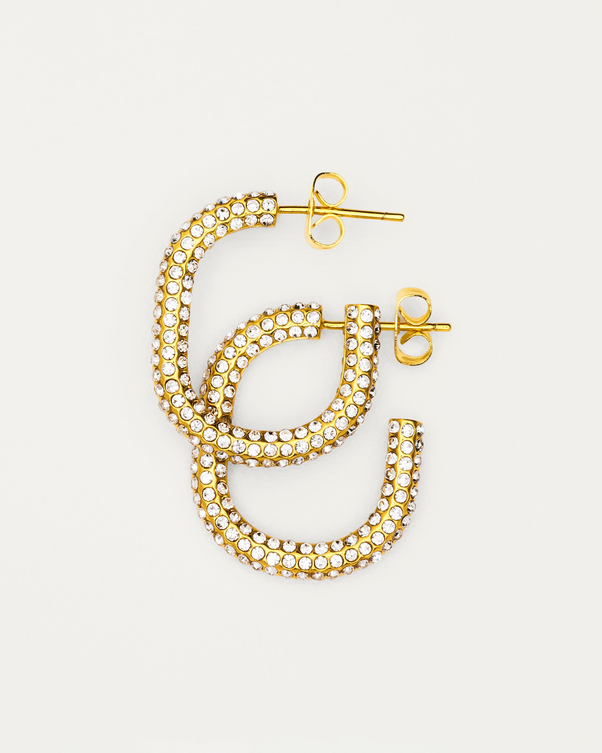 Gold Pavé Crystal Hoop Earrings
