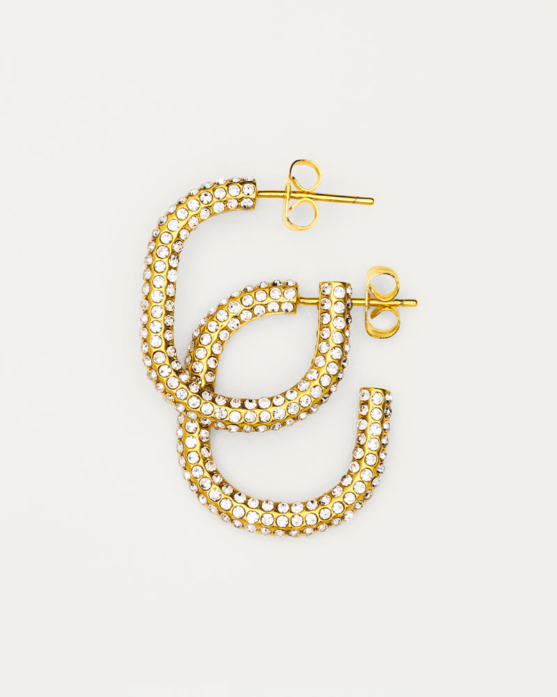 Gold Pavé Crystal Hoop Earrings