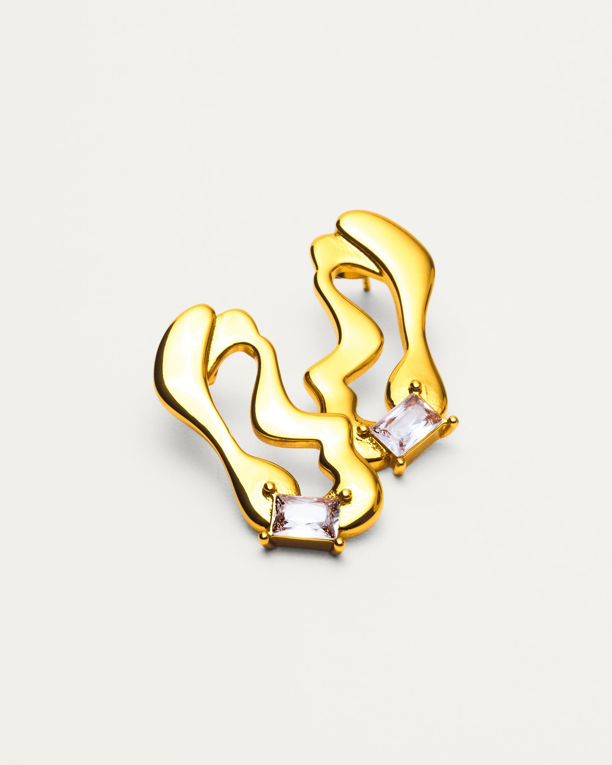 Gold Molten Sculptural Tiger Eye Stone Earrings