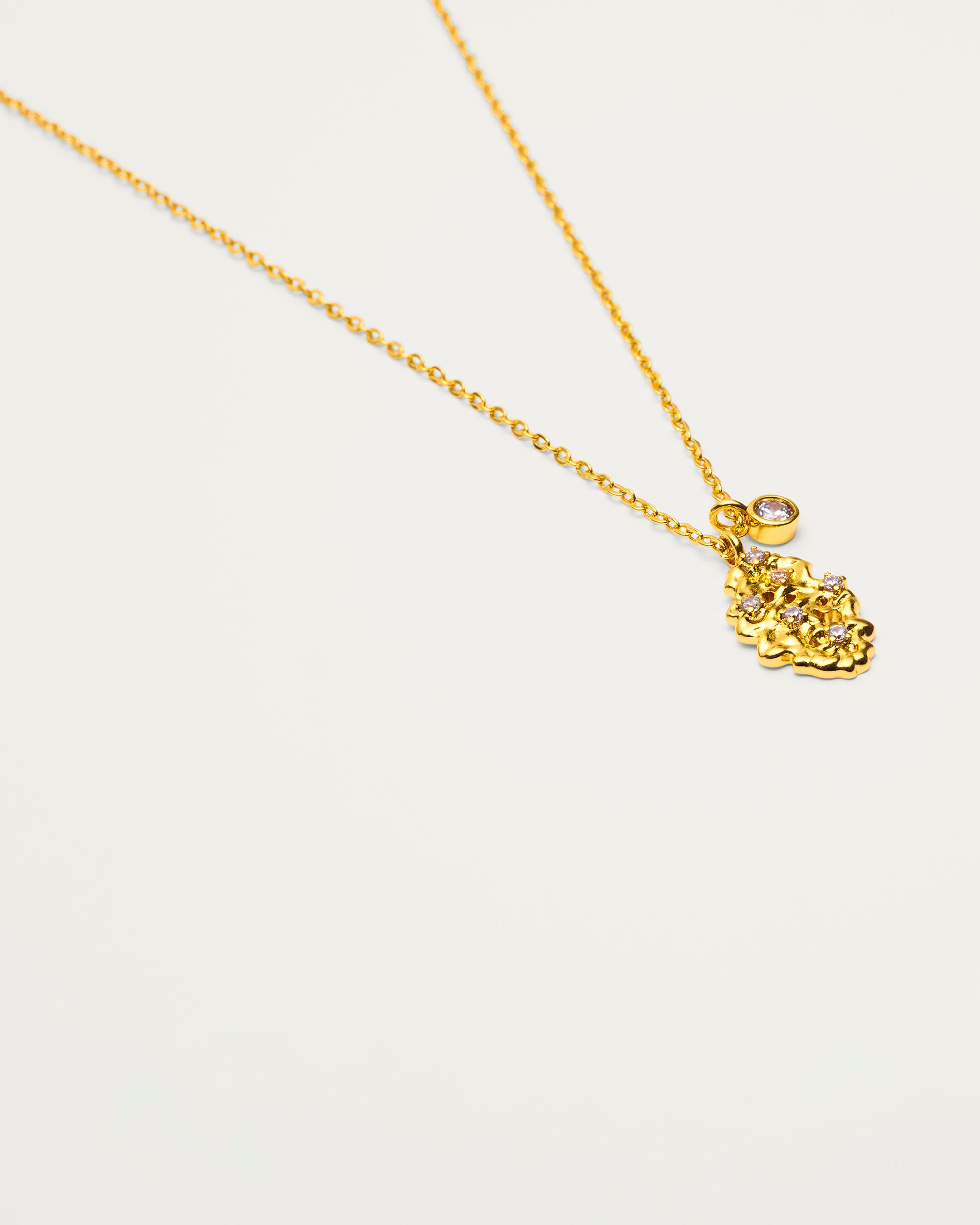 Gold Organic Molten Crystal Pendant Necklace