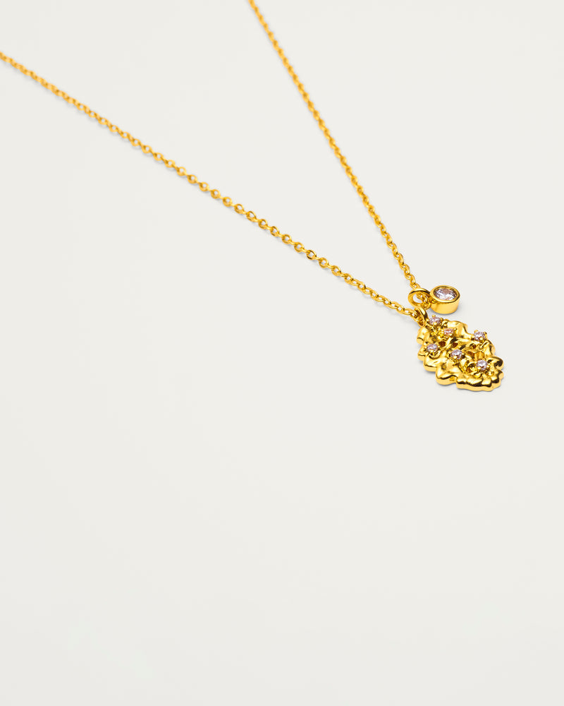 Gold Organic Molten Crystal Pendant Necklace
