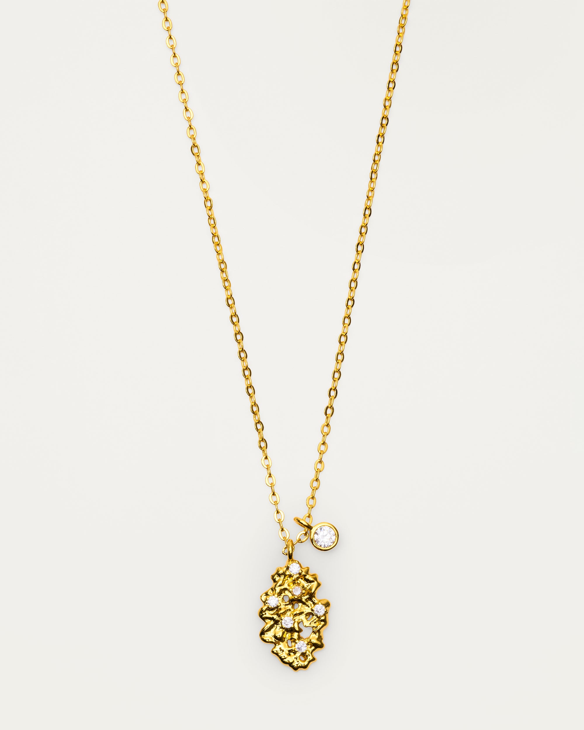 Gold Organic Molten Crystal Pendant Necklace