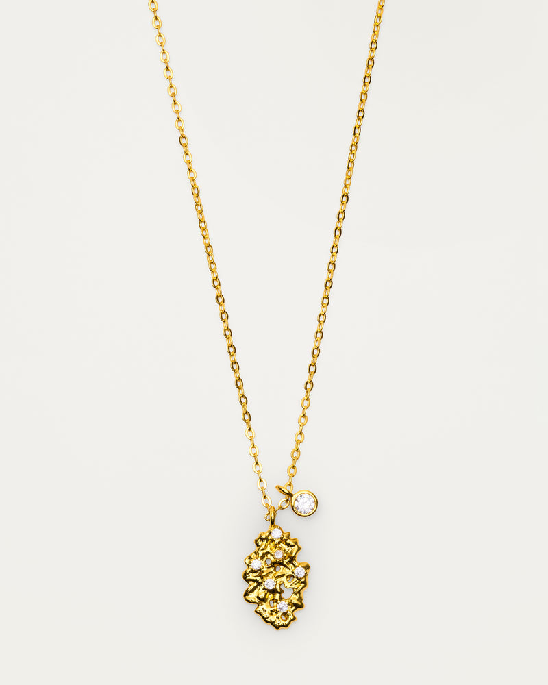 Gold Organic Molten Crystal Pendant Necklace