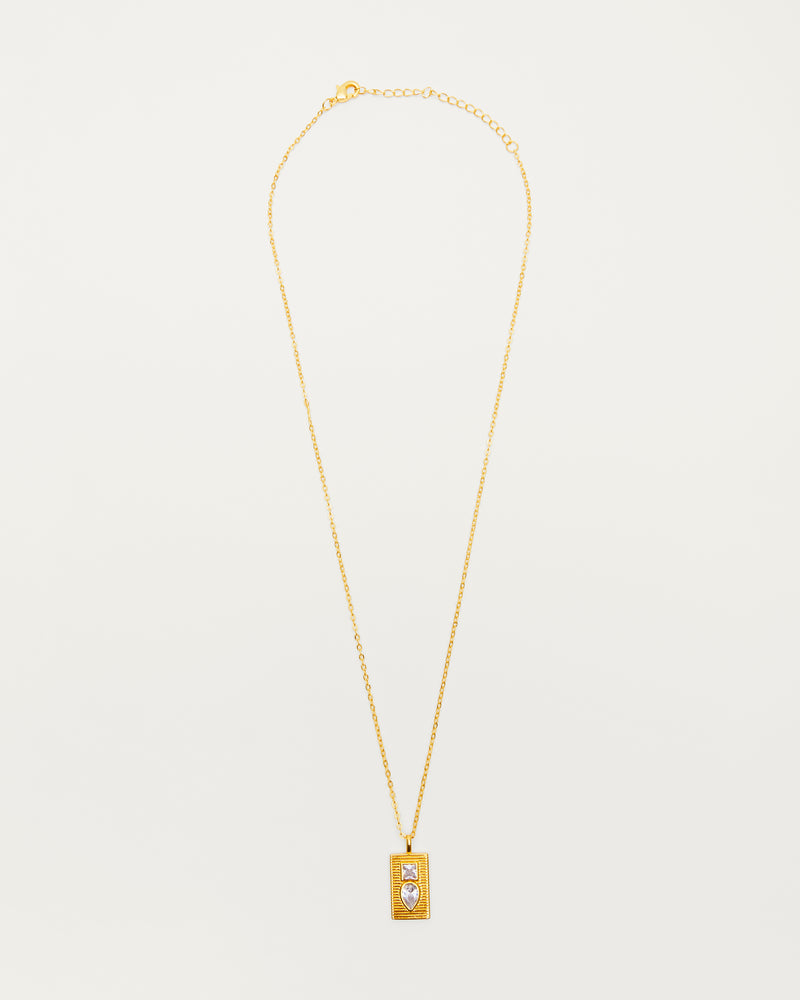 Gold Organic Molten Crystal Pendant Necklace