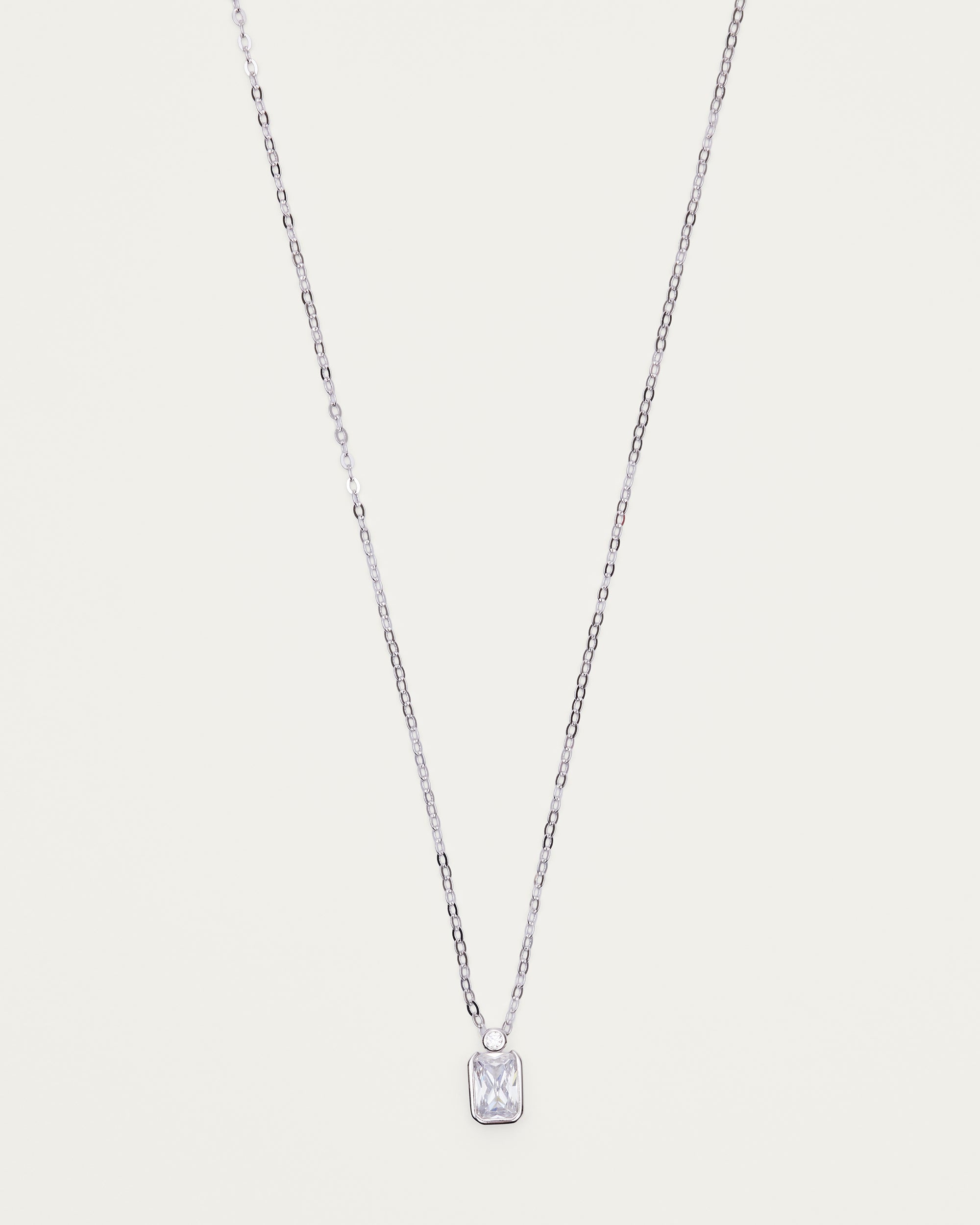 Silver Crystal Charm Pendant Sterling Silver Necklace