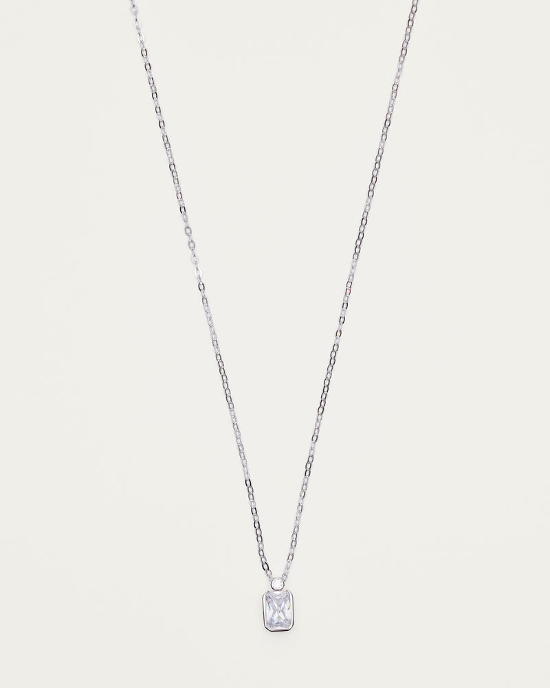 Silver Crystal Charm Pendant Sterling Silver Necklace