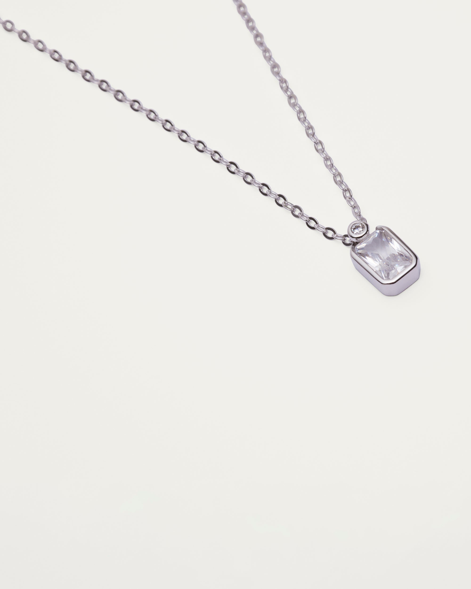 Silver Crystal Charm Pendant Sterling Silver Necklace