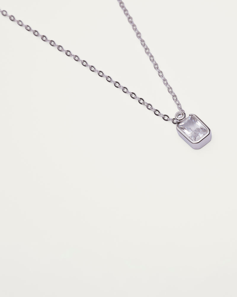 Silver Crystal Charm Pendant Sterling Silver Necklace