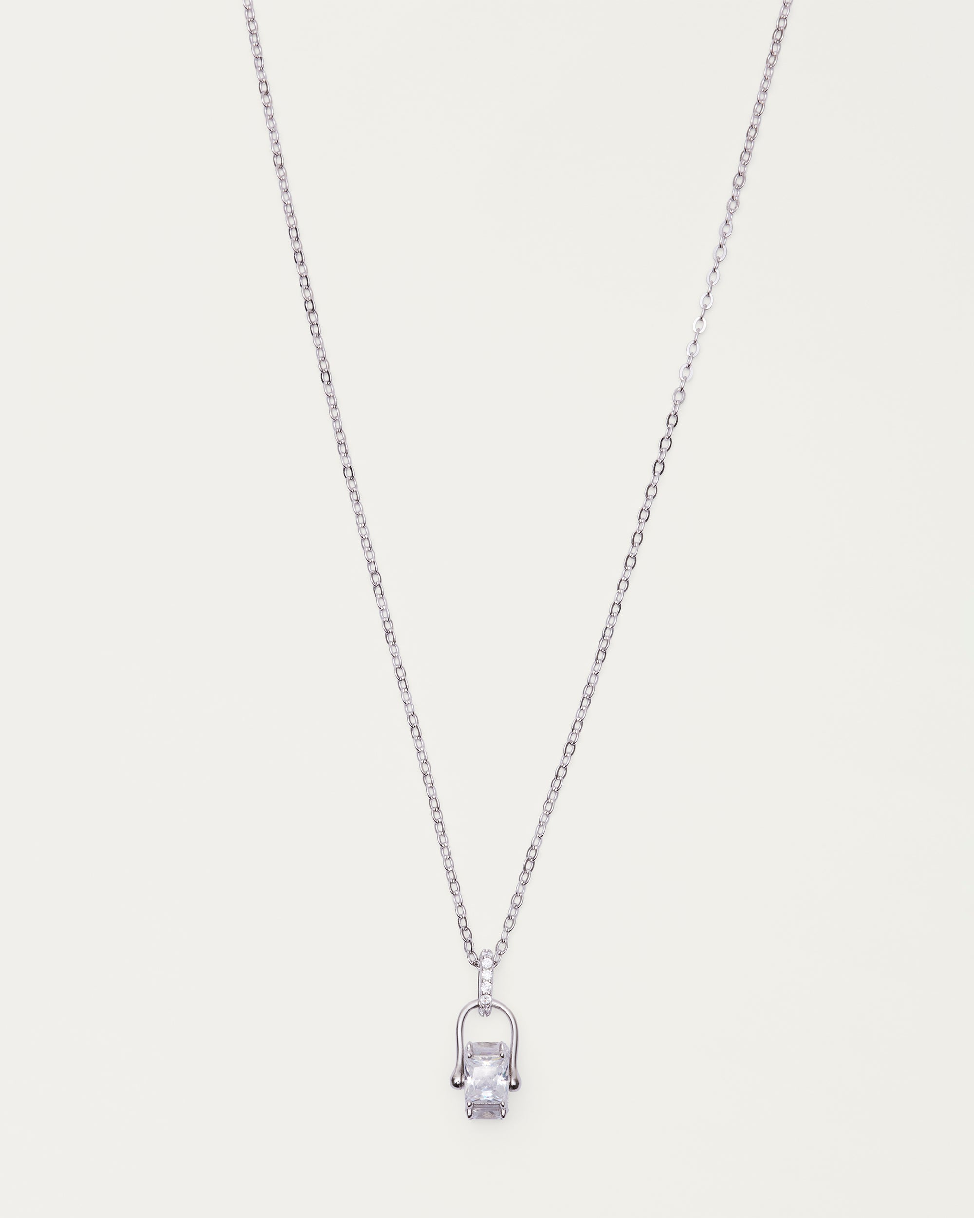 Silver Solitaire Crystal Pendant Sterling Silver Necklace