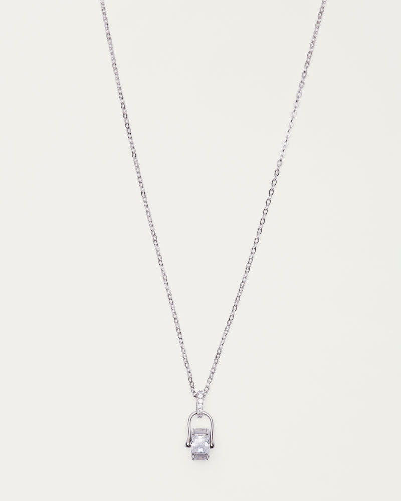 Silver Solitaire Crystal Pendant Sterling Silver Necklace