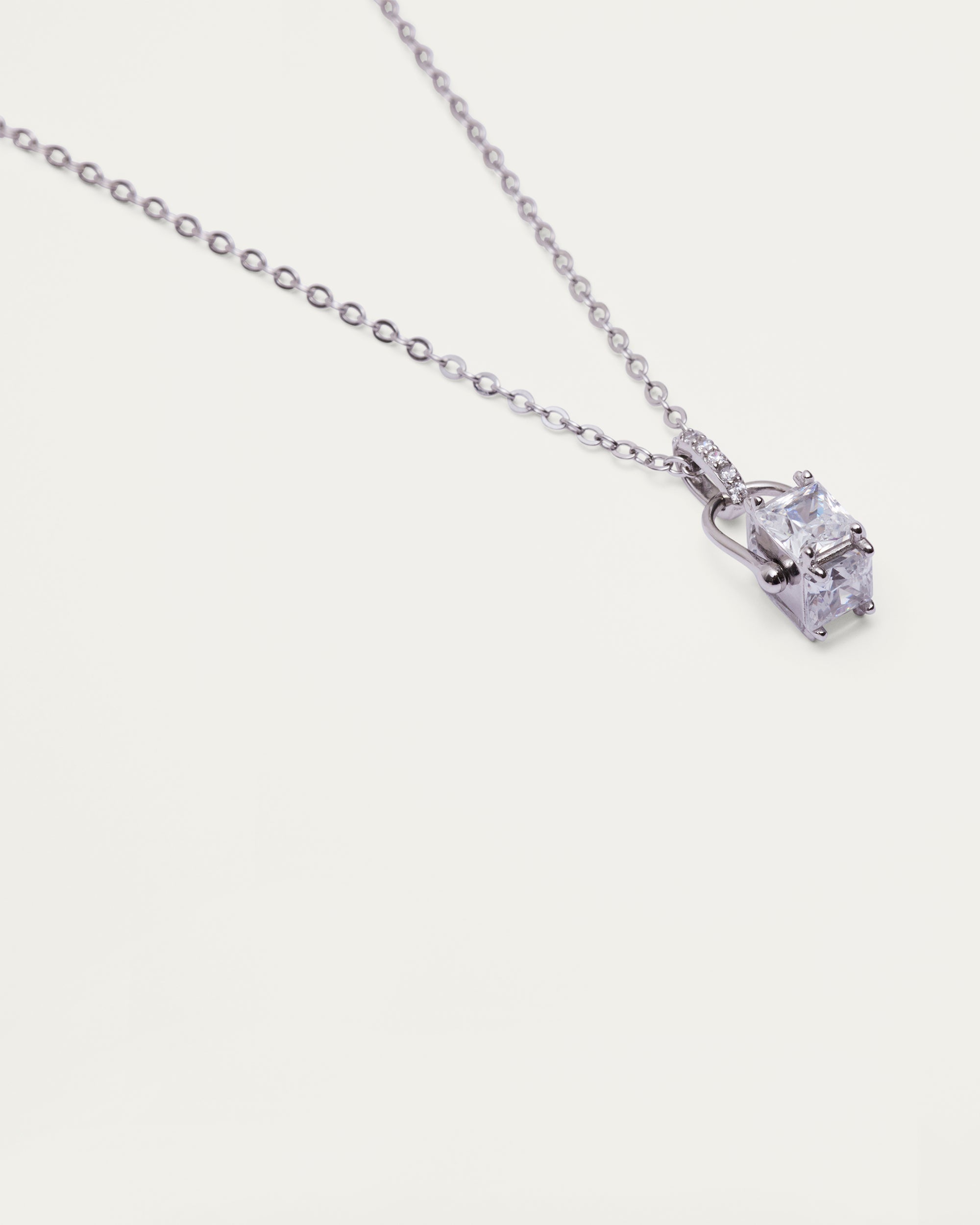 Silver Solitaire Crystal Pendant Sterling Silver Necklace