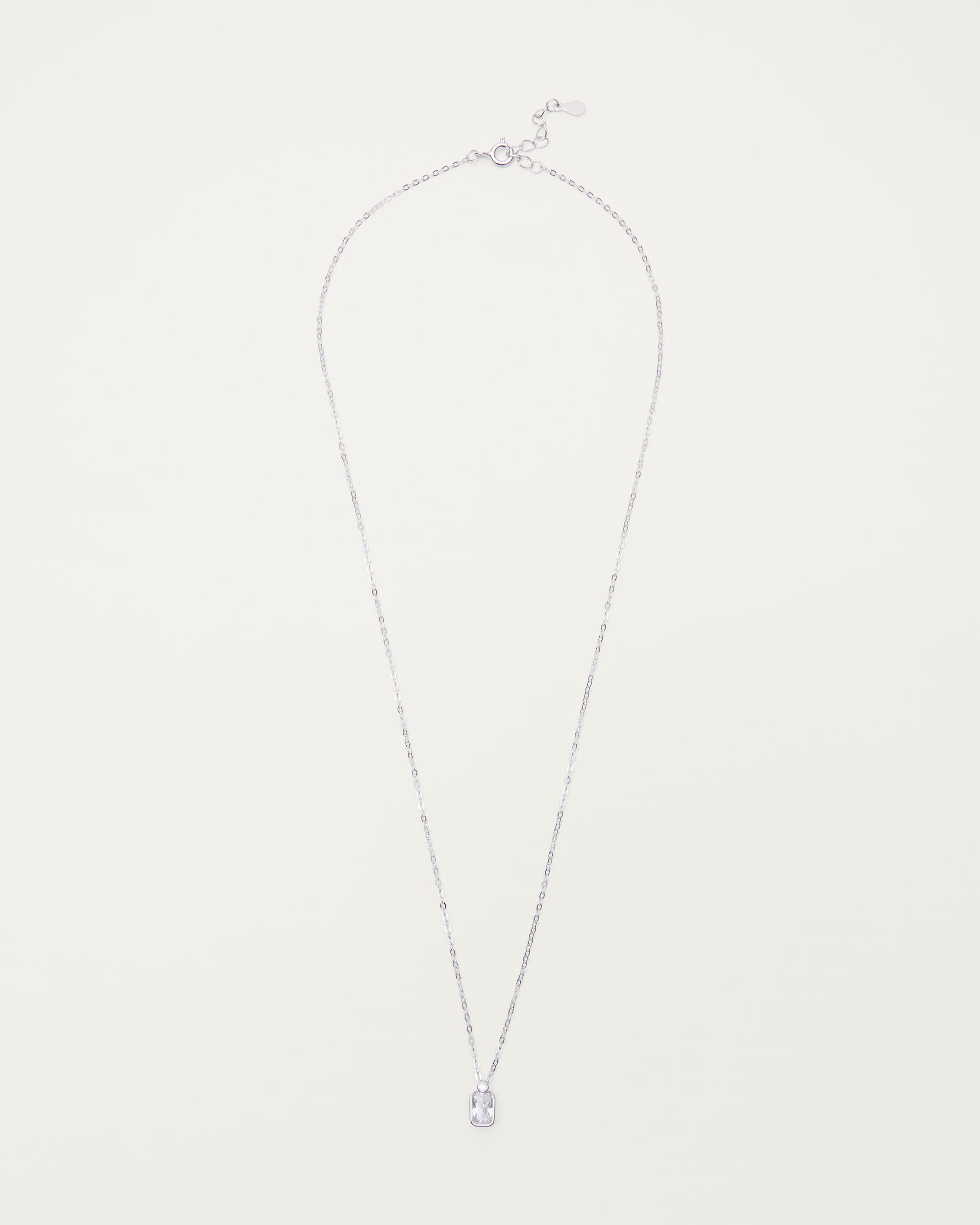 Silver Crystal Charm Pendant Sterling Silver Necklace