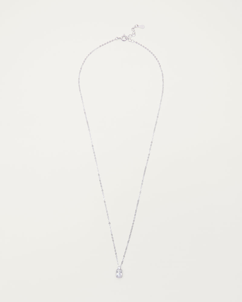 Silver Crystal Charm Pendant Sterling Silver Necklace