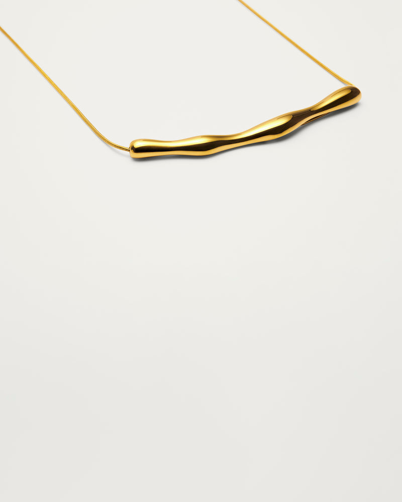 Gold Molten Bar Statement Necklace