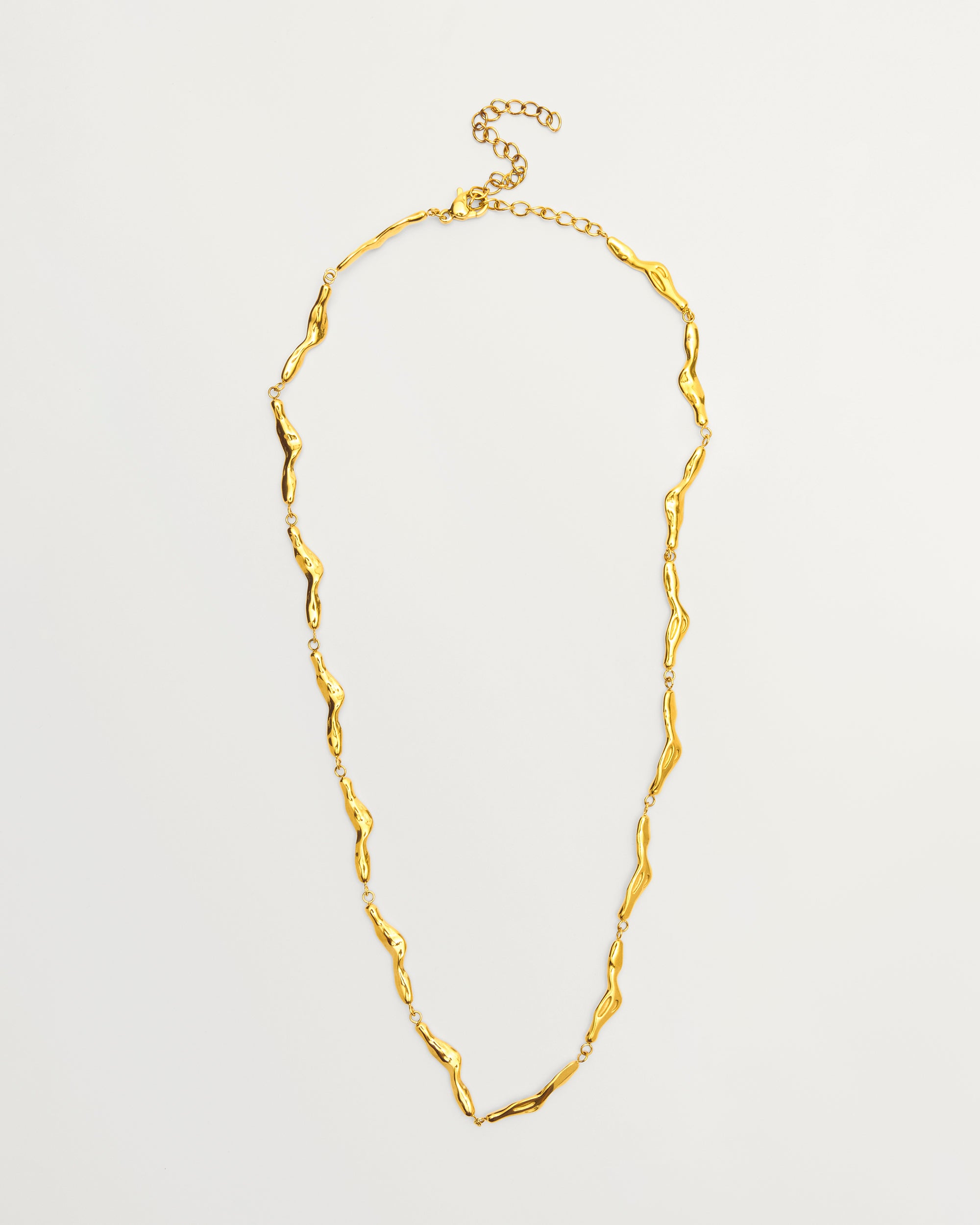 Gold Organic Wave Link Sterling Silver Necklace