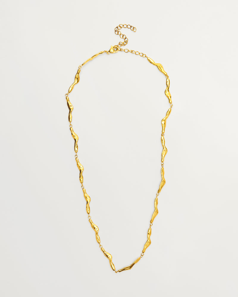 Gold Organic Wave Link Sterling Silver Necklace