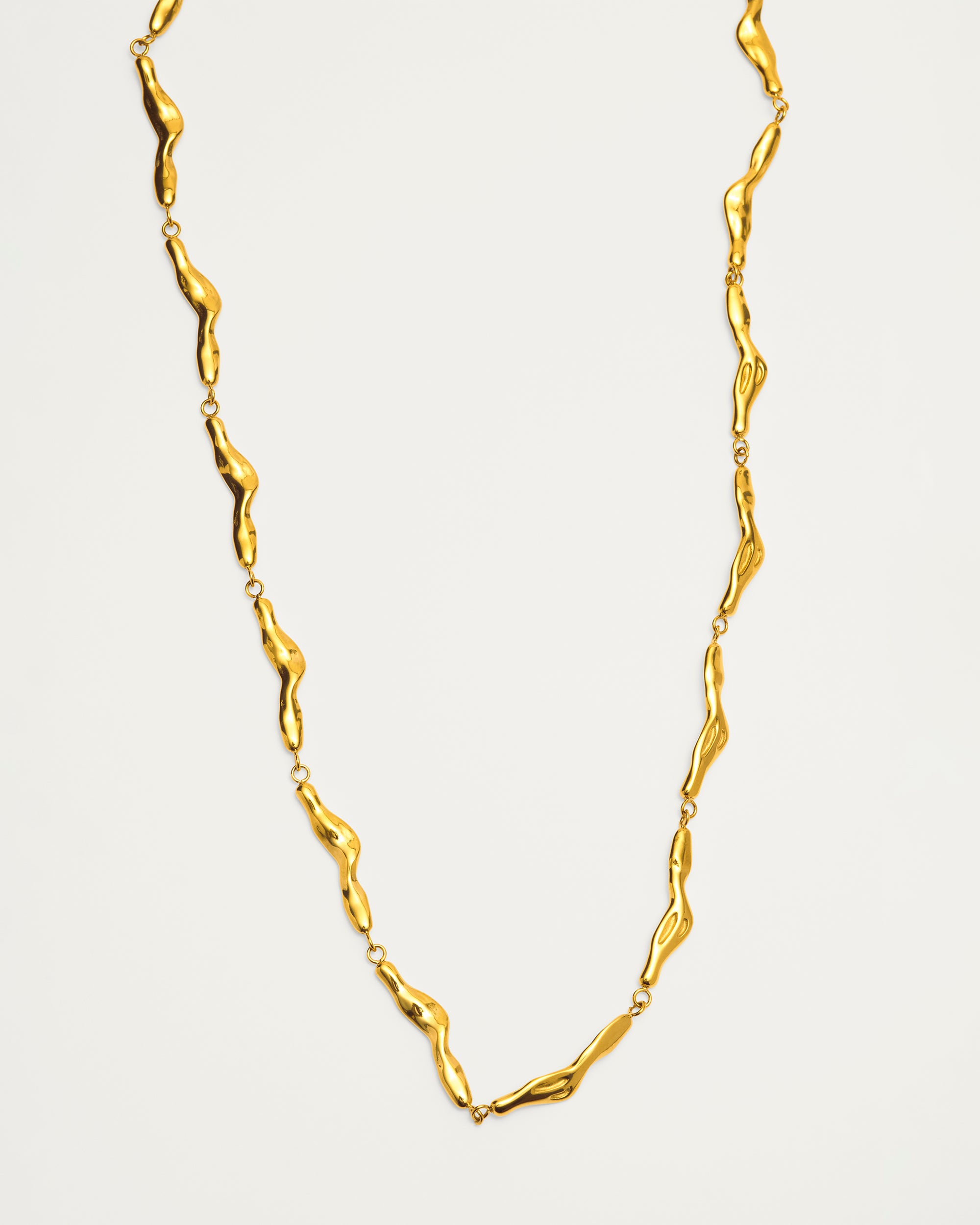 Gold Organic Wave Link Sterling Silver Necklace