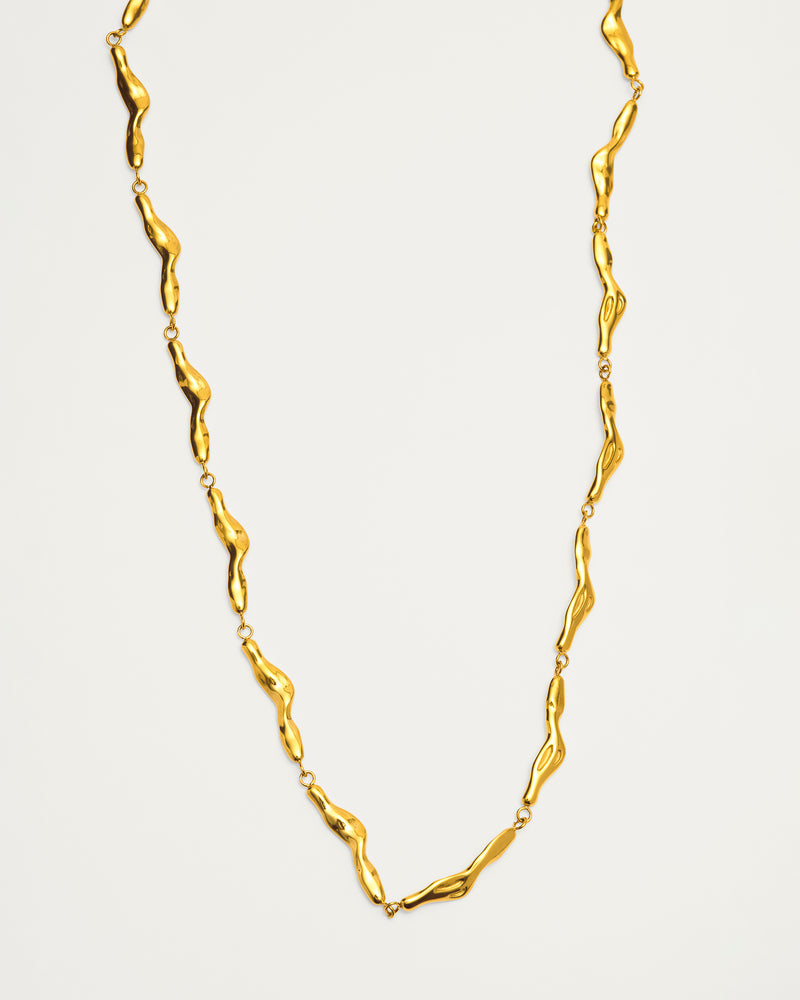 Gold Organic Wave Link Sterling Silver Necklace