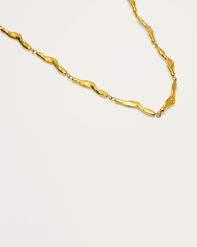 Gold Organic Wave Link Sterling Silver Necklace