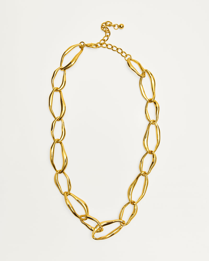 Gold Sculpted Link Necklace