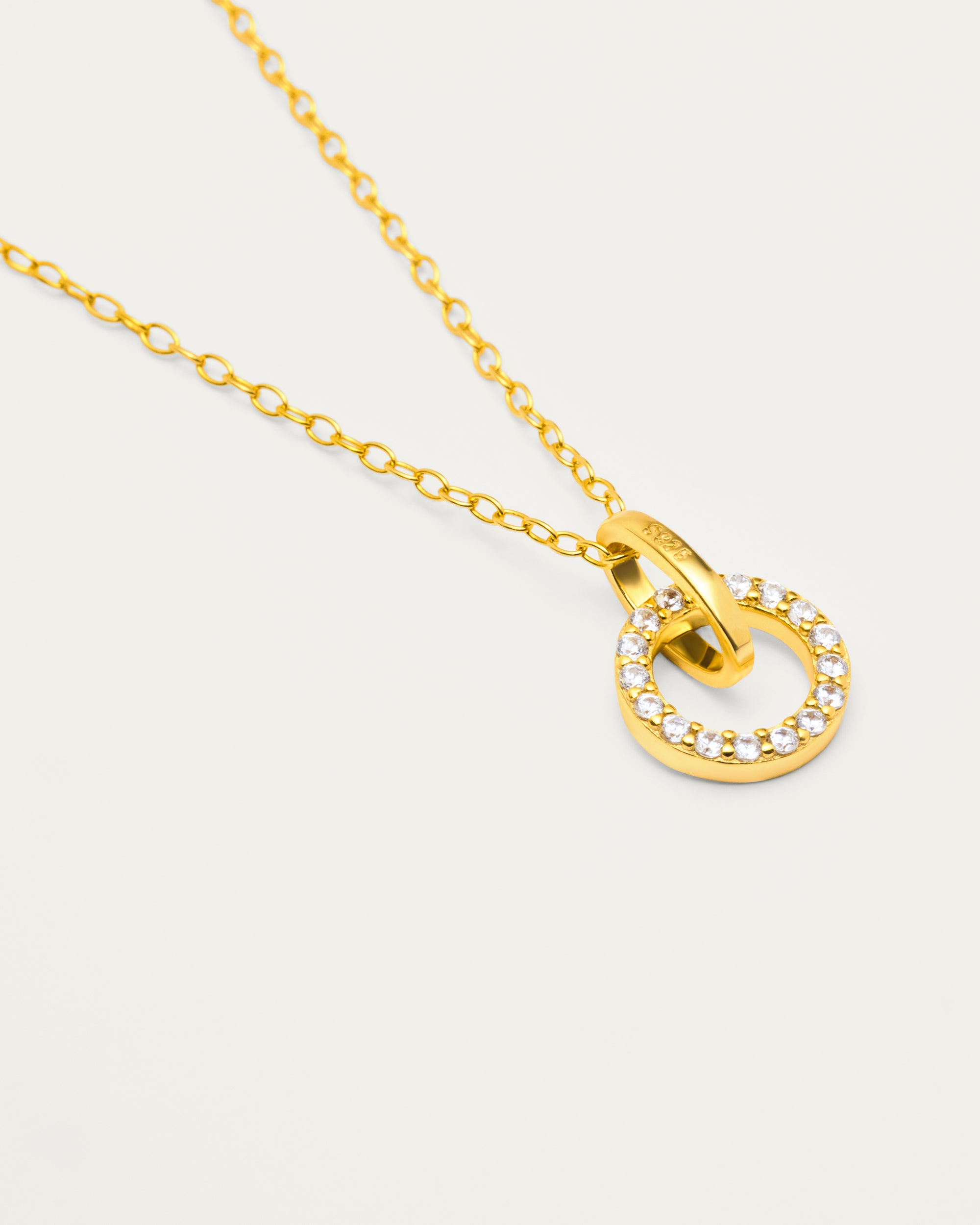 Pavé Circle Sterling Silver Gold Plated Pendant Necklace