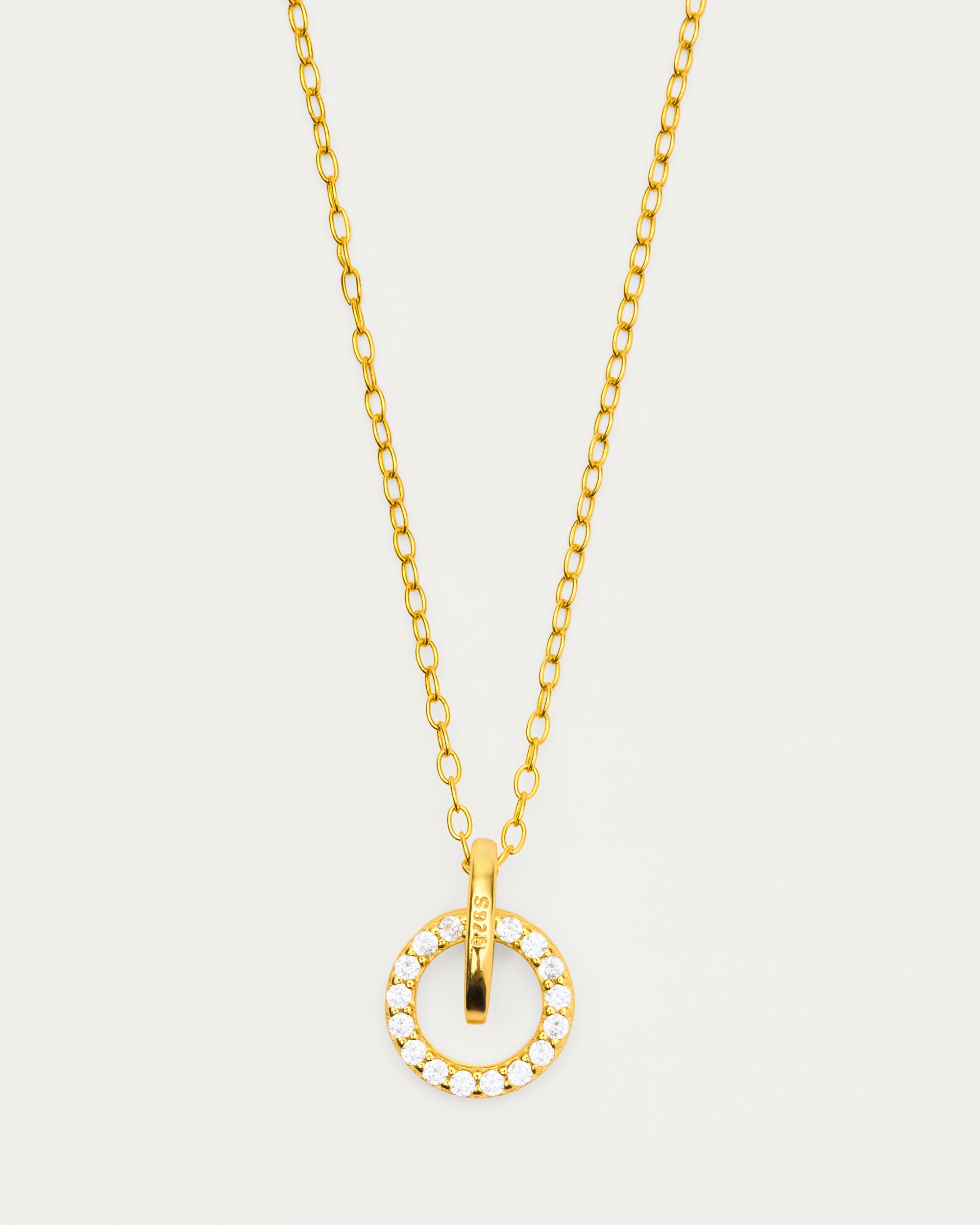 Pavé Circle Sterling Silver Gold Plated Pendant Necklace