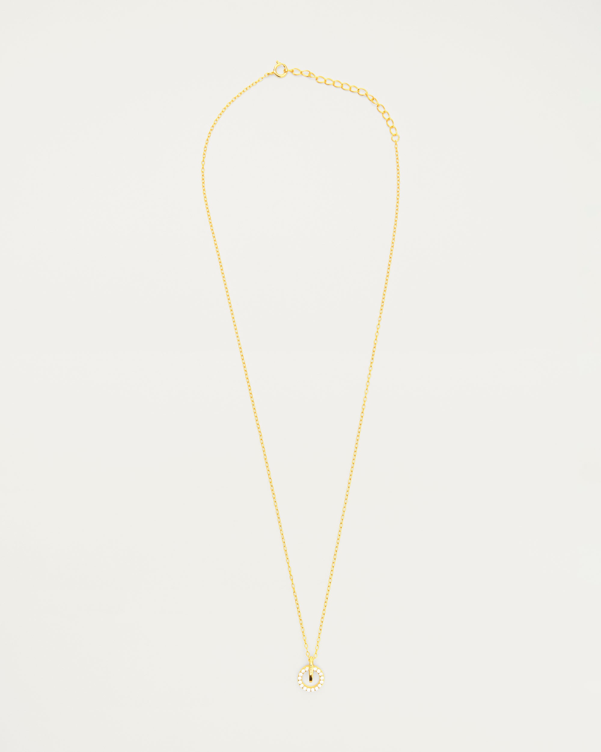 Pavé Circle Sterling Silver Gold Plated Pendant Necklace