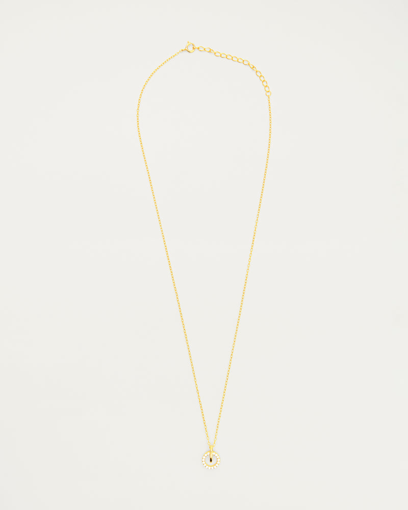 Pavé Circle Sterling Silver Gold Plated Pendant Necklace