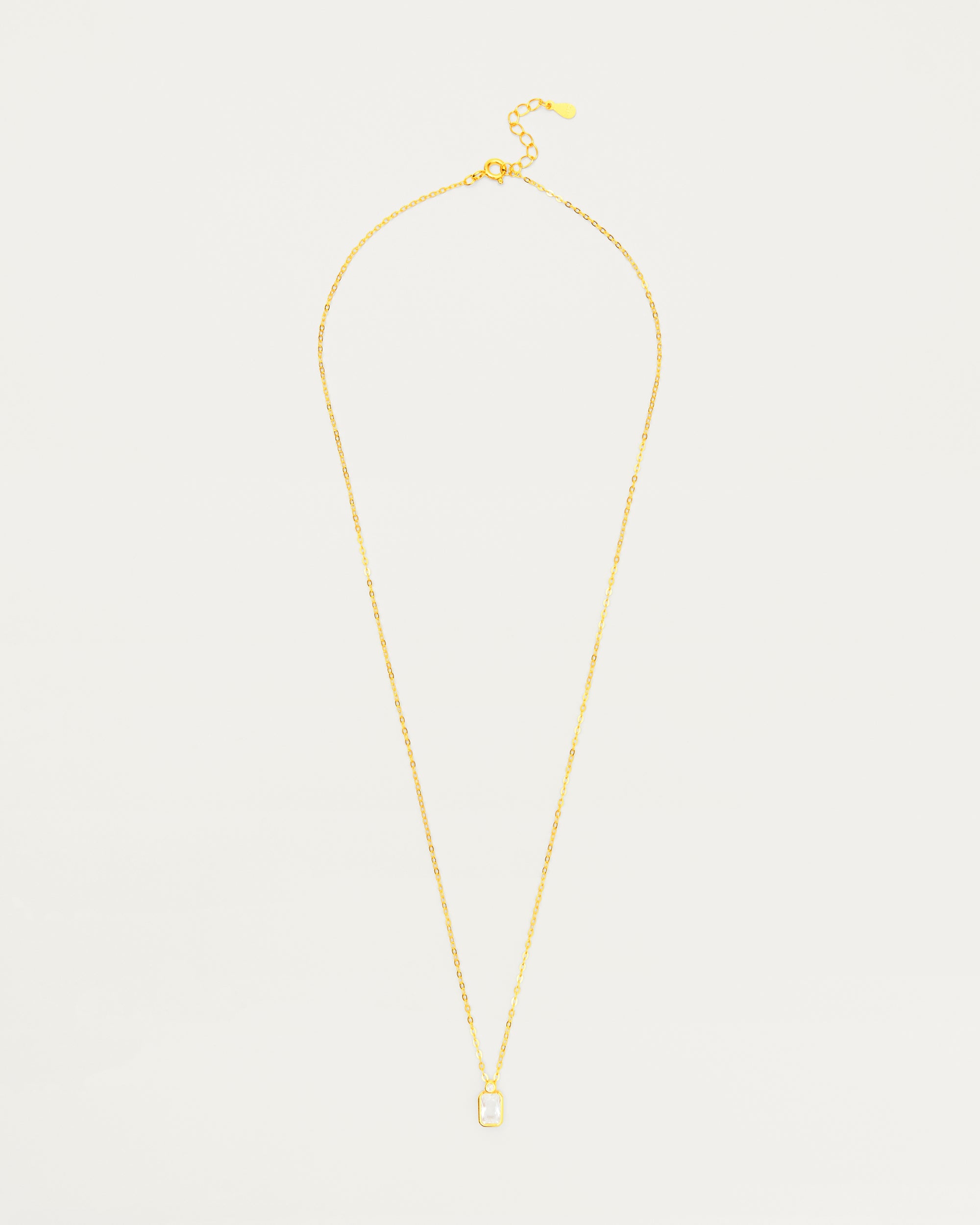 Gold Crystal Charm Pendant Sterling Silver Necklace