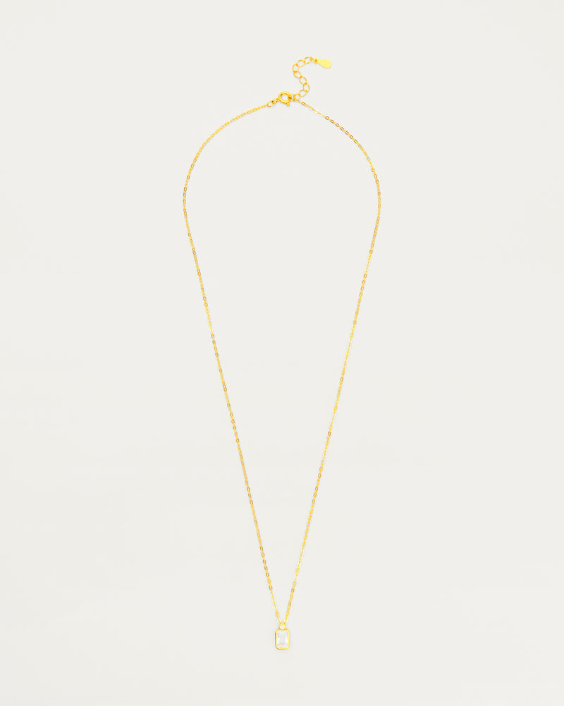 Gold Crystal Charm Pendant Sterling Silver Necklace