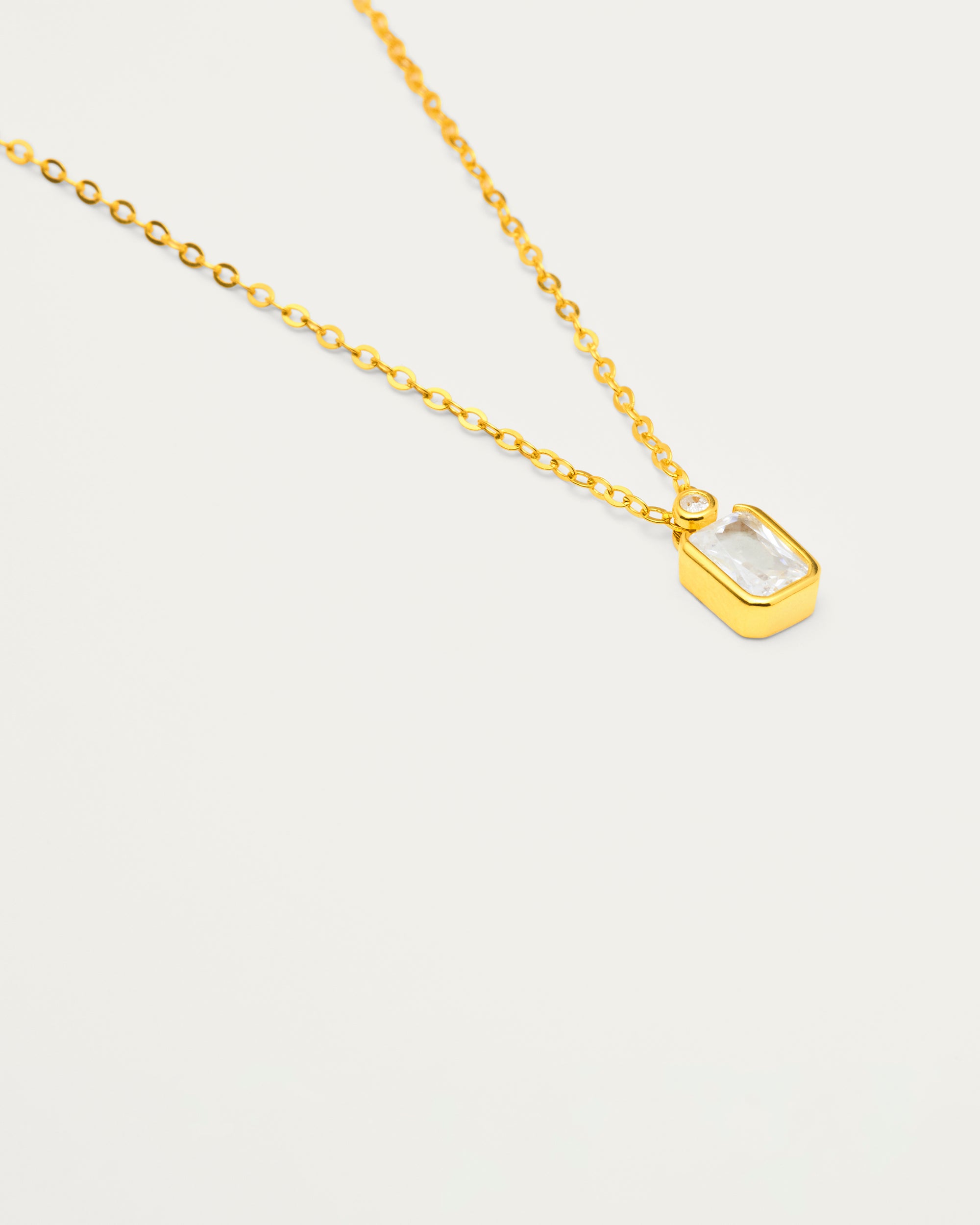 Gold Crystal Charm Pendant Sterling Silver Necklace