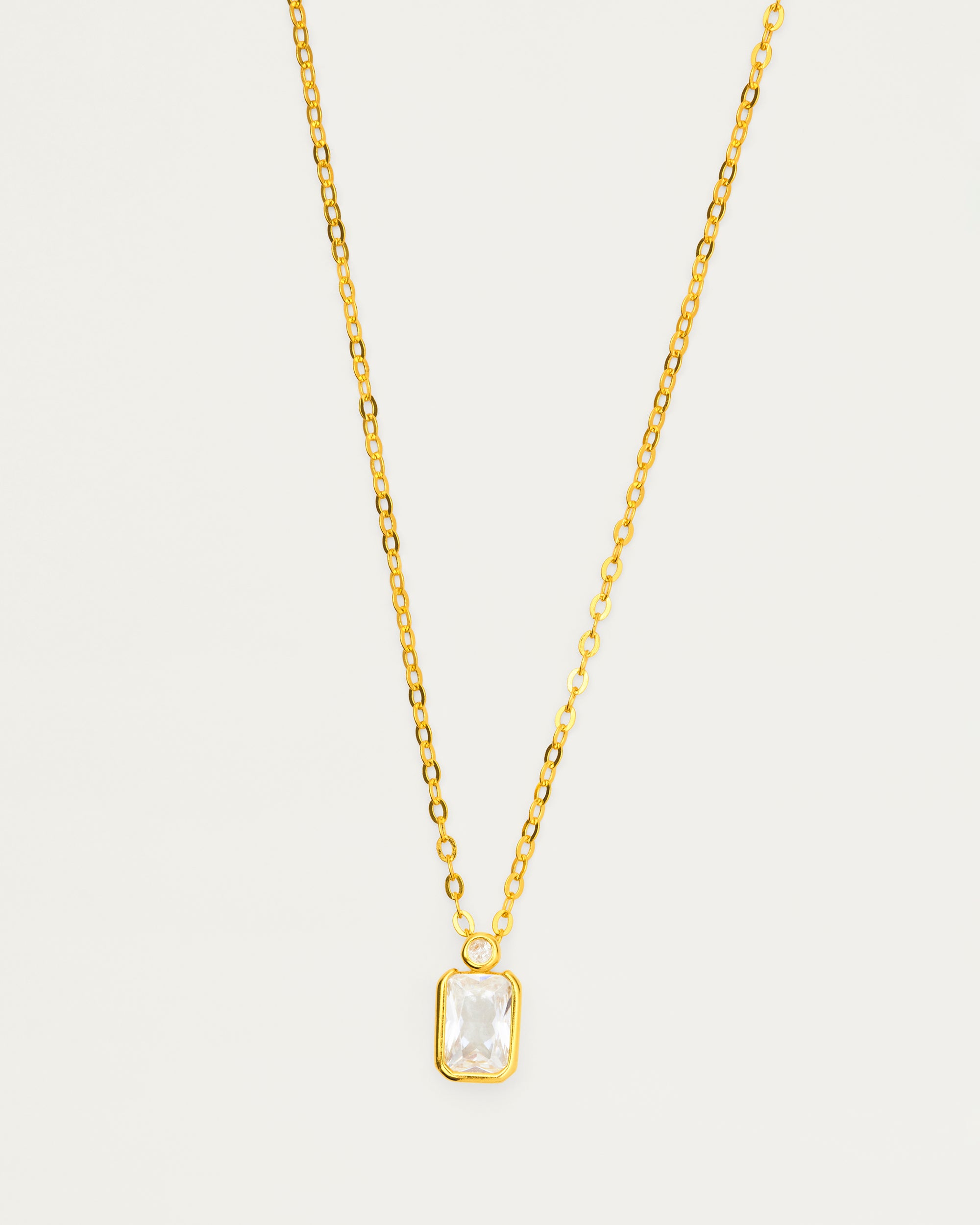 Gold Crystal Charm Pendant Sterling Silver Necklace