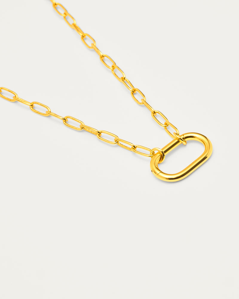Gold Customisable Oval Link Charm Necklace