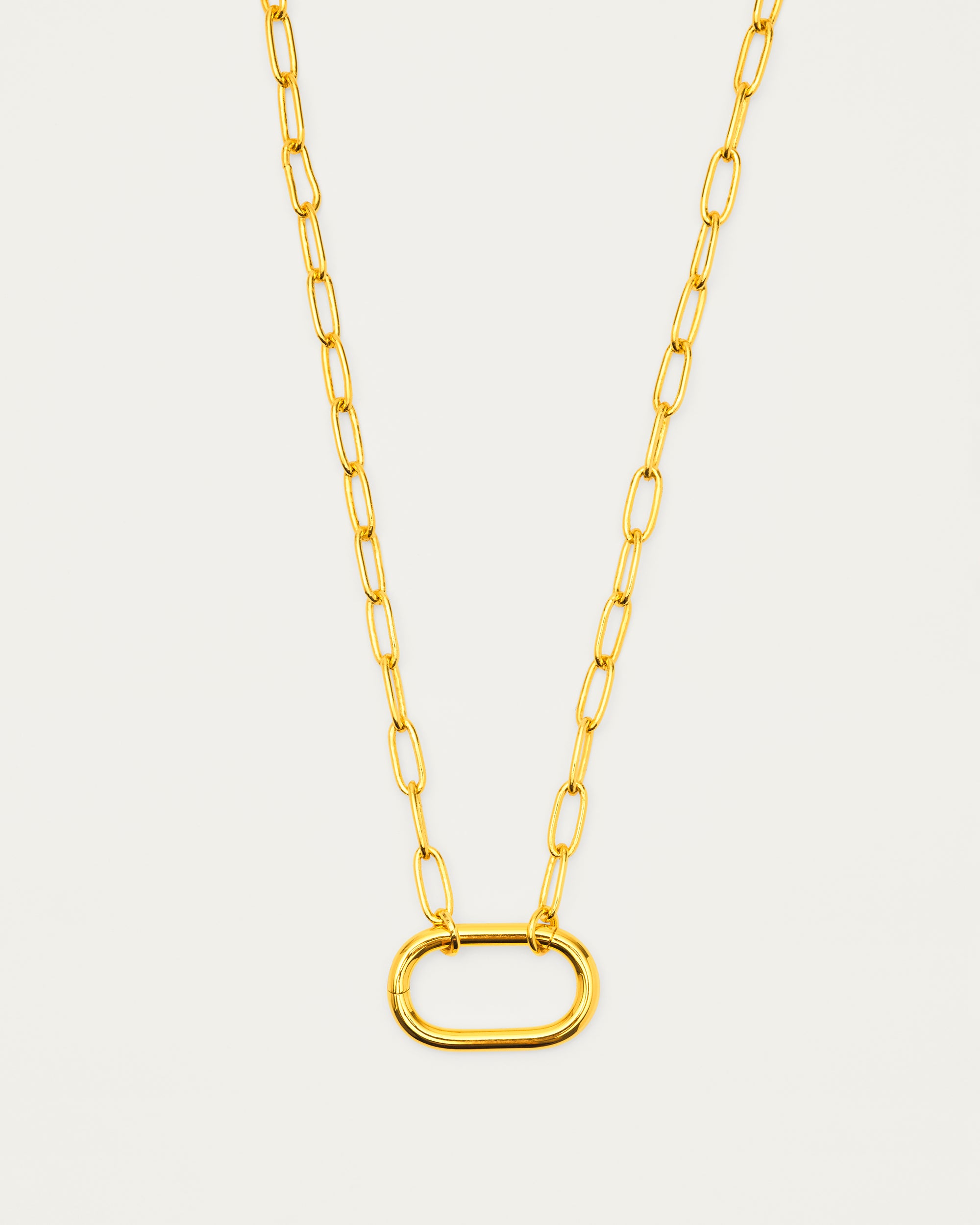Gold Customisable Oval Link Charm Necklace