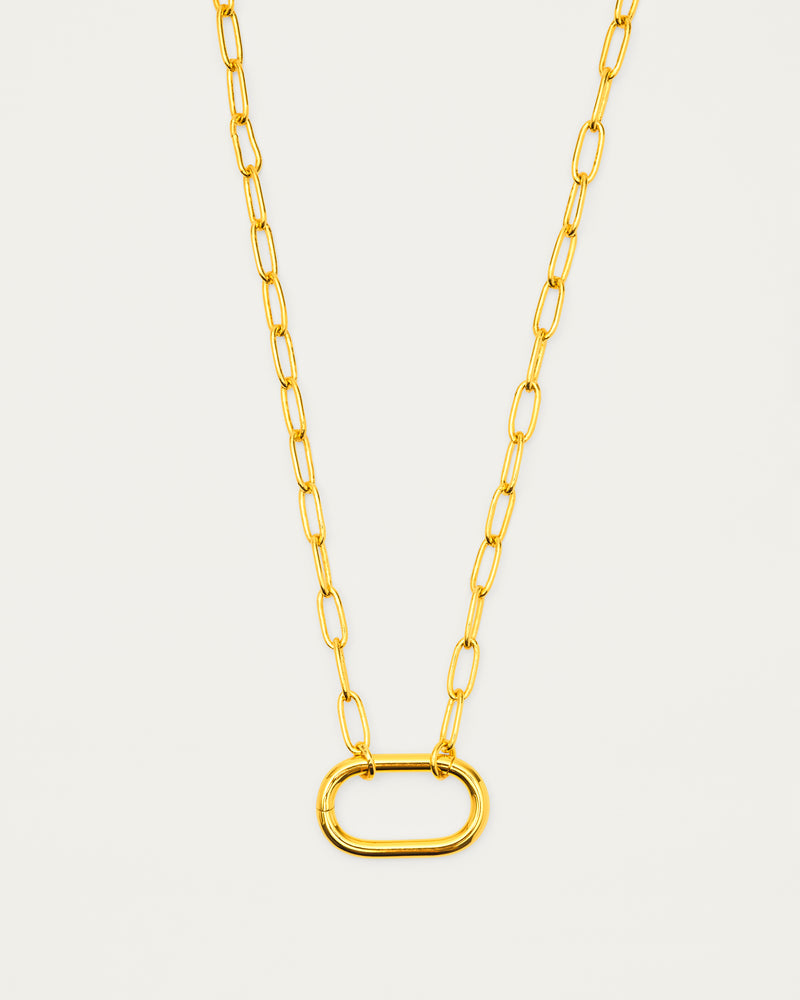 Gold Customisable Oval Link Charm Necklace