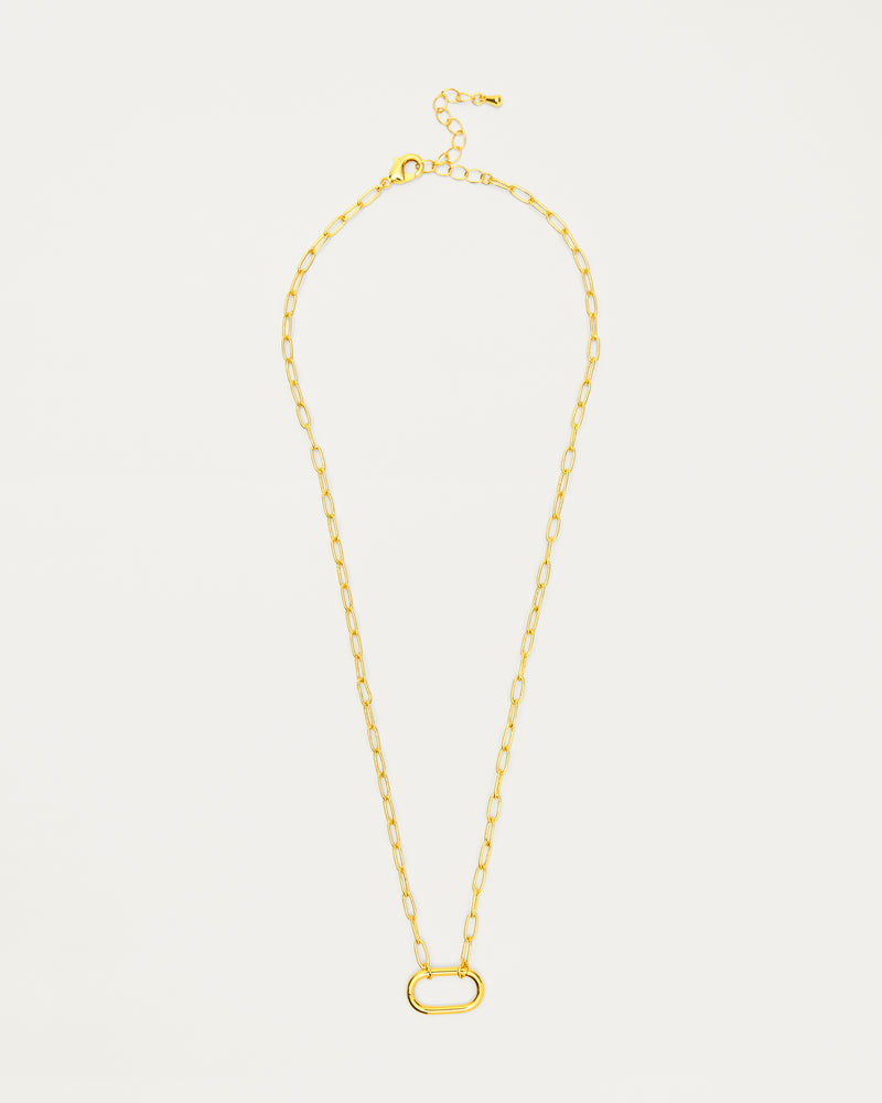 Gold Customisable Oval Link Charm Necklace