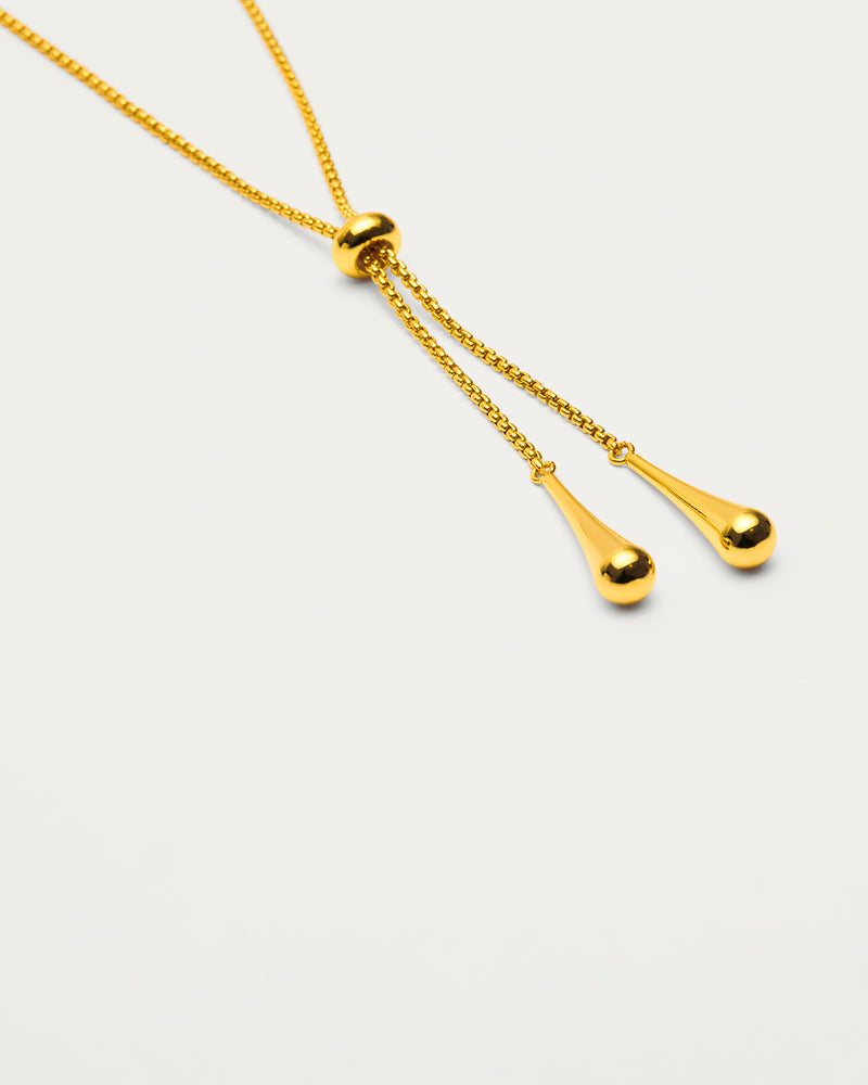 Gold Adjustable Drop Lariat Necklace