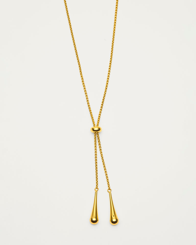 Gold Adjustable Drop Lariat Necklace